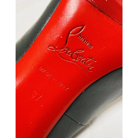CHRISTIAN LOUBOUTIN Dark Gray Leather Round Toe Fifi 100mm Pumps Heels 37 - Picture 9 of 9